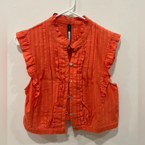 SALE 🌟 Tracy Reese Orange Ruffle Crop Top Women’s Size Medium - Picture 3 of 5